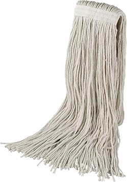 Bristles 24# Wet Cut End Mop Head Replacement, 1 Inch Narrow Headband, 4 Ply Cotton, Pack of 12 24#, White