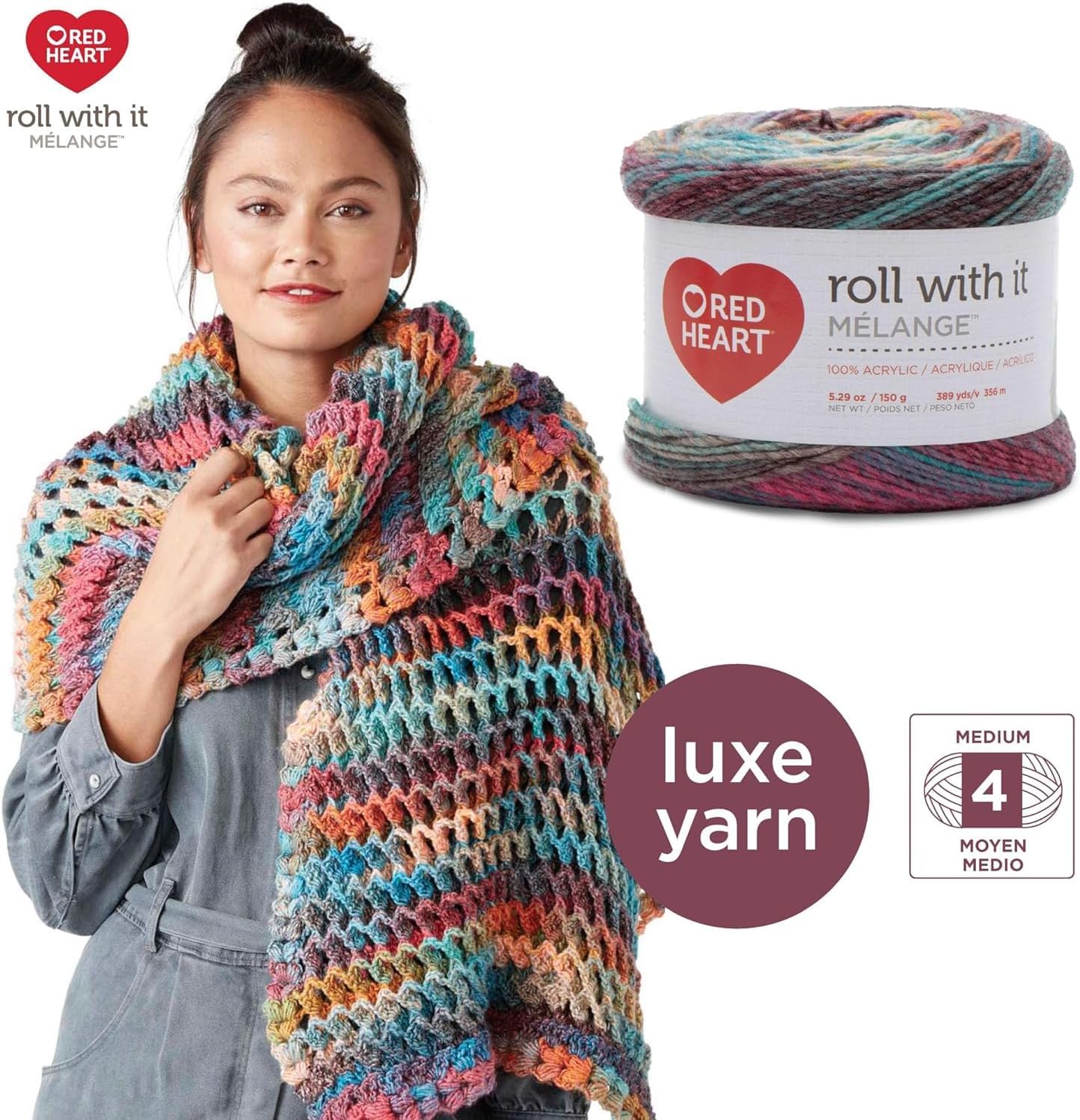 Theater Multicolor Medium Weight Acrylic Yarn Roll