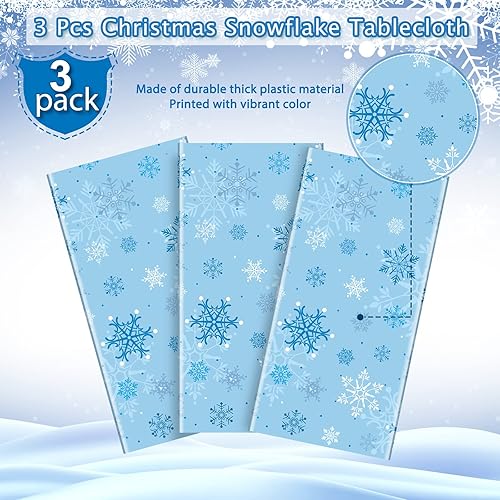 Miniatura 10 de 1 mantel rectangular de plástico con diseño de árbol de Navidad, diseño de copos de nieve para Navidad, Año Nuevo, suministros de decoración de