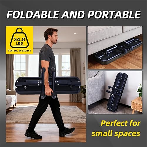 Miniatura 3 de Banco de peso plano, banco de entrenamiento de 660 libras, equipo de ejercicio de prensa de banco para gimnasio en casa, entrenamiento de fuerza con