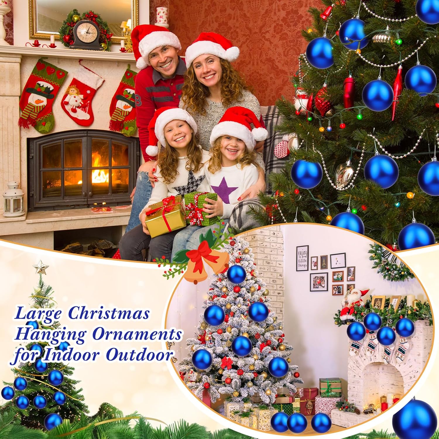 Zubebe 12 Pcs 4 Inch Christmas Balls Ornaments Large Christmas Tree Decorations Plastic Ornament Balls Decorative Hanging Ornaments Holiday Wedding Party for Xmas Tree(Royal Blue)