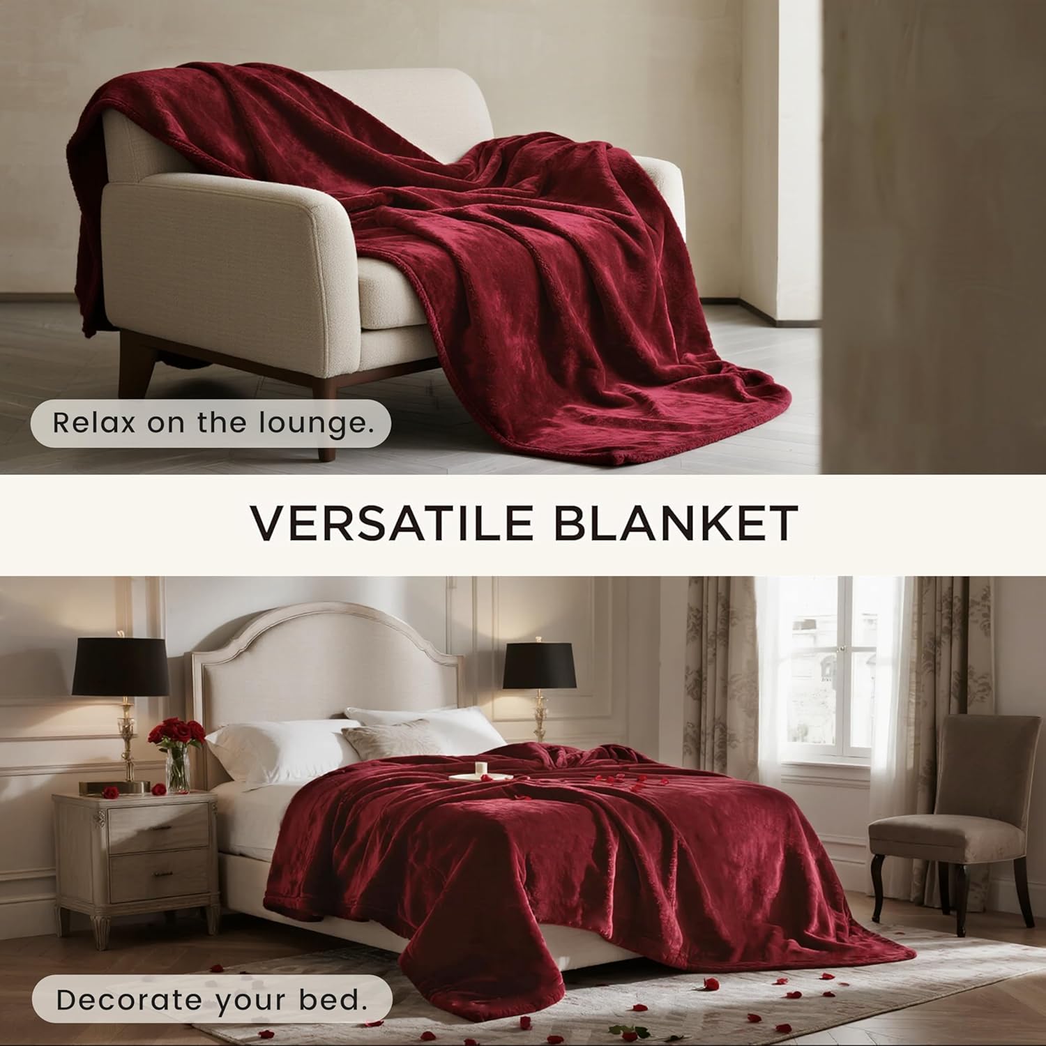 gogobunny Waterproof Bed Blanket, Reversible Sherpa Fleece Throw Blanket for Dog Puppy Cat, Furniture Cover Protects Bed Couch Sofa from Liquid Pee and Pet Fur (Romantic Red, 50x60 inches) - Image 8