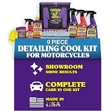 Wizards Motorcycle Cool Kit 22700 Complete 82 oz Detailing Set with Mist-N-Shine, Bug Remover, Bike Wash, Polish, Microfiber Cloth Professional Exterior Cleaning Supplies and Care Accessories
