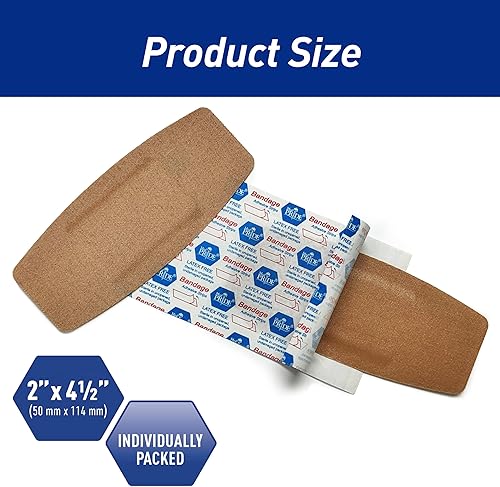 Miniatura 8 de Medpride - Vendajes adhesivos de tela estéril 100 unidades, vendajes de primeros auxilios recubiertos con adhesivo hipoalergénico y almohadilla