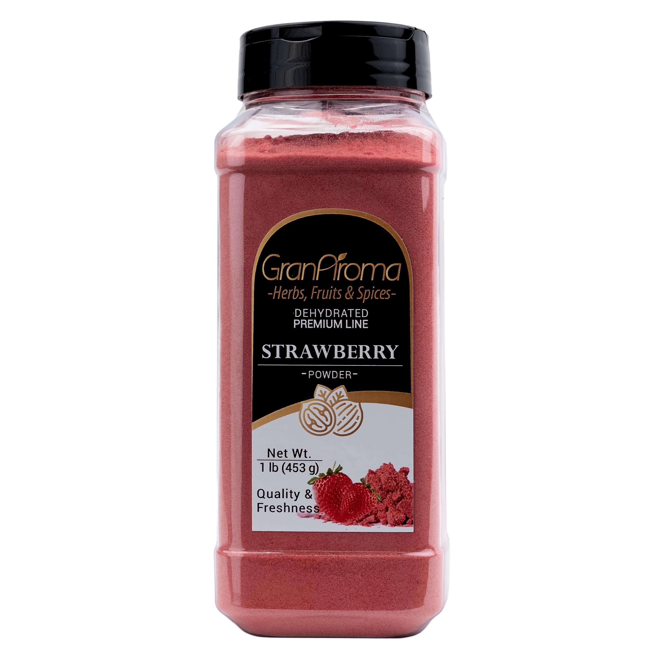 GranAromaStrawberry Fruit Powder, Juicy, Zesty, Perfect for Smoothies, Baking, Desserts, and Beverages (16 Ounce)