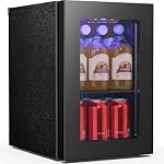 0.6 Cu. Ft. Mini Fridge, Beverage Refrigerator with Quiet Compressor, LED Light,Small Cooler with Electronic Temperature Control for Home/Office/Dorm/Bar.Black
