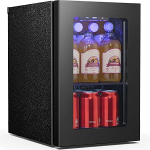 0.6 Cu. Ft. Mini Fridge, Beverage Refrigerator with Quiet Compressor, LED Light,Small Cooler with Electronic Temperature Control for Home/Office/Dorm/Bar.Black