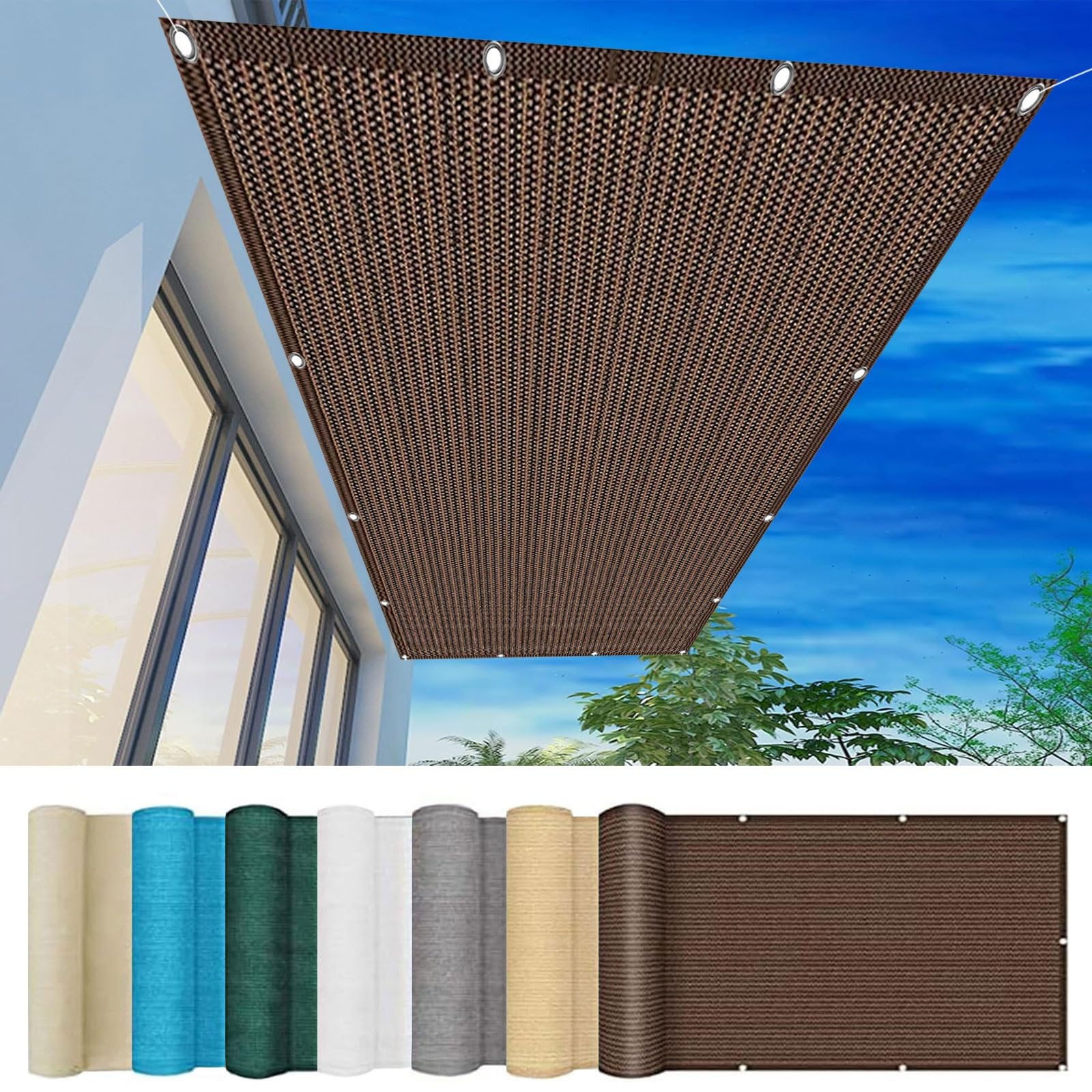 Maille brise vue balcon marron pour ombrager un patio familial