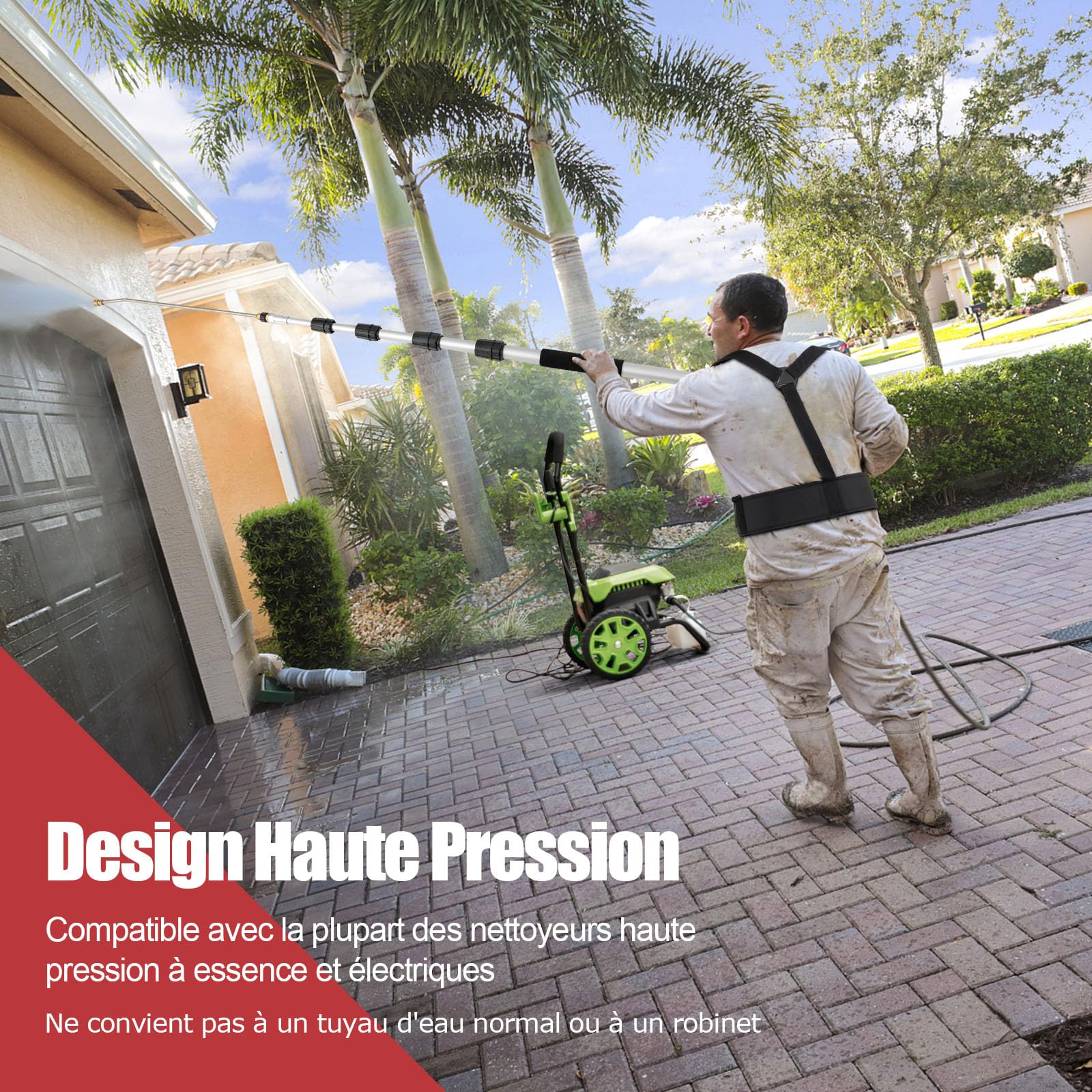GOPLUS Lance Télescopique pour Nettoyeur Haute Pression 4200PSI