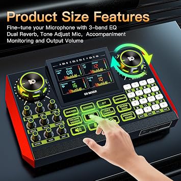 Tenlamp G9 Audio Mixer Podcast Equipment & Live Sound Card for Streaming