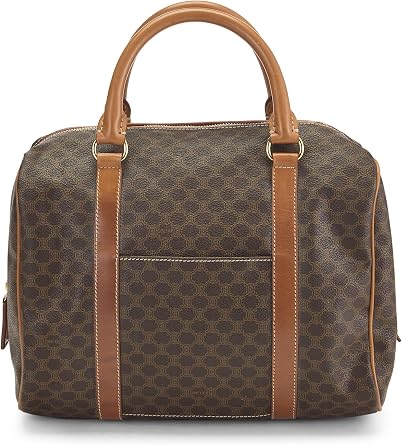 Celine, Pre-loved Brown Coated Canvas Macadam Handbag, Brown