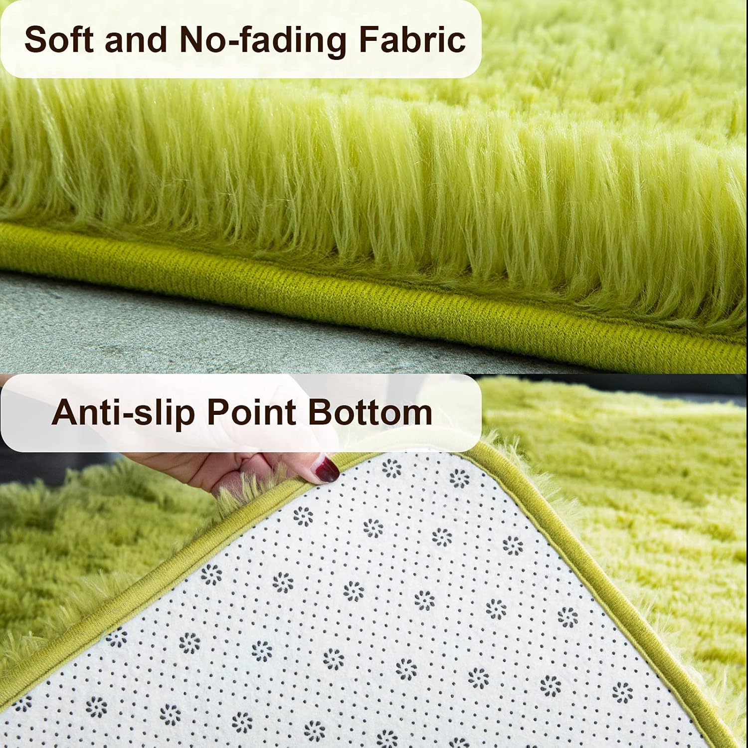 twinnis super soft shaggy rugs fluffy carpets, 4x5.9 feet, indoor modern plush area rugs for living room bedroom kids room nursery home decor, upgrade anti-skid rectangular fuzzy rug, green 4' x 6' (rectangular) green