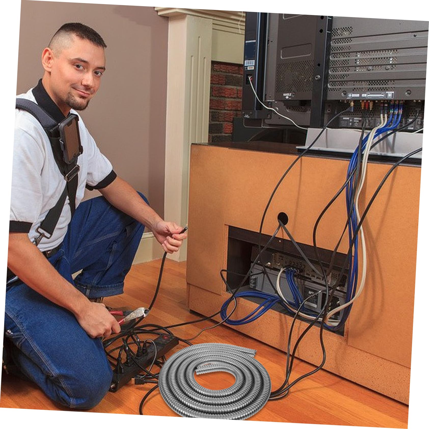 Organizador De Fundas para Cables Acero Inoxidable Metros Manguera Roscada para Protección y Gestión Hogar y Uso Industrial Tubo Espiral