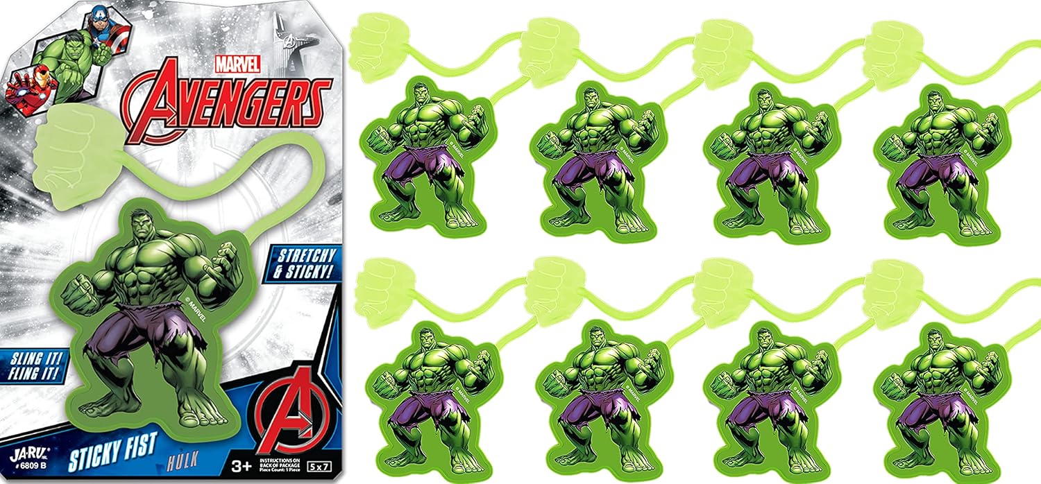 JA-RU Marvel Spiderman & Hulk Sticky Stretchy Fidget Toy (24 Units) Just Like Sticky Hands for Kids Bulk Treasure Box Toys for Classroom Prizes. Kids Goodie Bag Stuffers. AB-6809-24