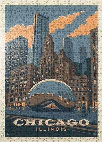 MyPuzzle Chicago, IL Magic Bean, Vintage Poster - Rompecabezas prémium de 500 piezas para adultos