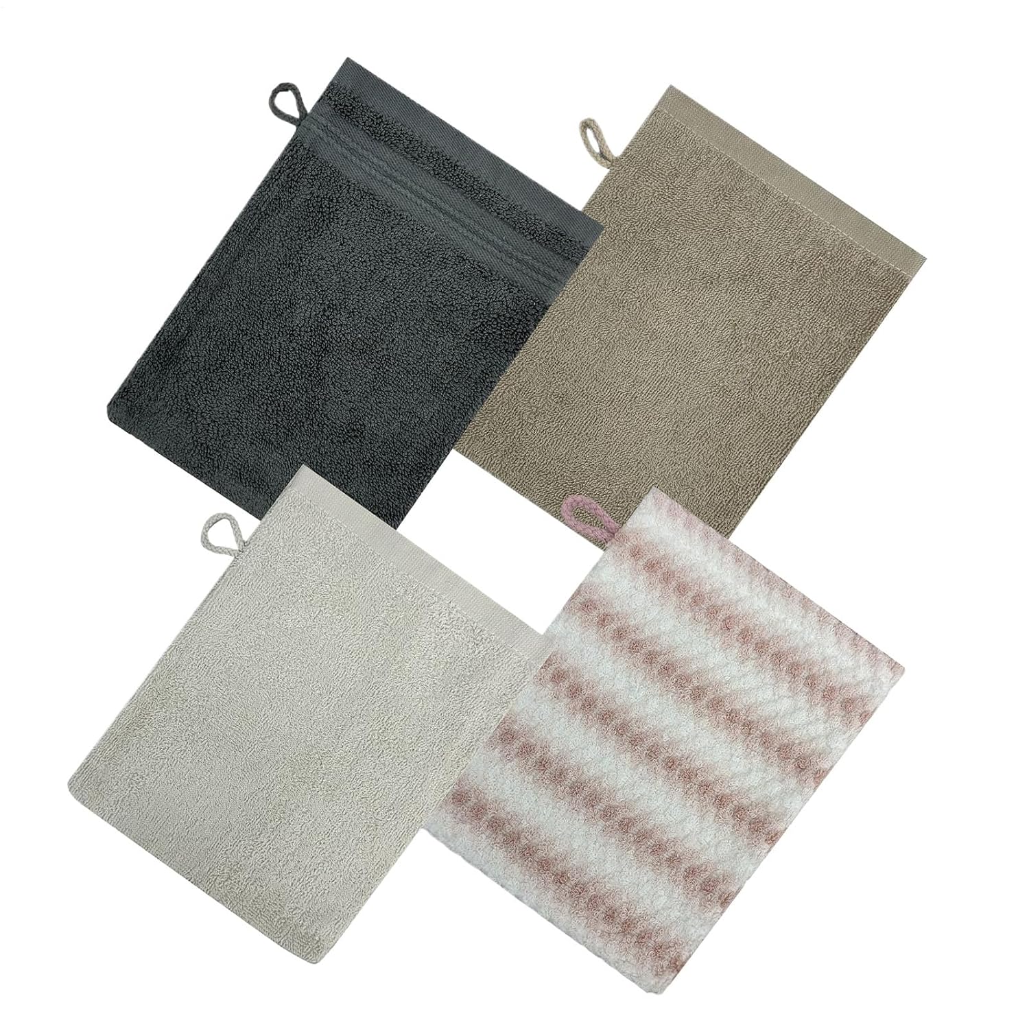 Bath Scrub Mitt, Glove, 8.66x5.91 Inches Shower Cleaning Cloth, Soft Cotton Fabric, Gentle Washing Texture, Body Face Care for Baby Kids Men Spa Travel Bathroom Routine