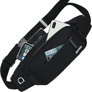 SINNO Large Crossbody Fanny Pack for Women Men Belt Bag With 4-Zipper Pockets for Travel Running Hiking Workout Dog Walkin...