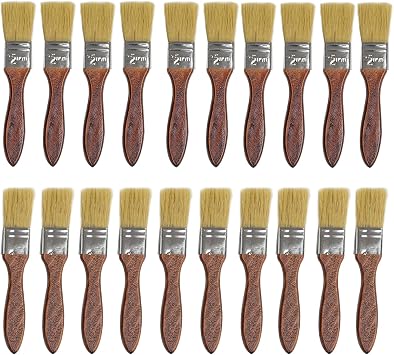 20PCS 1 inch Paint and Chip Stain Brushes Bristle Paint Brushes with Wooden Handle for Wall,House,Sash,Trim Paint Brush