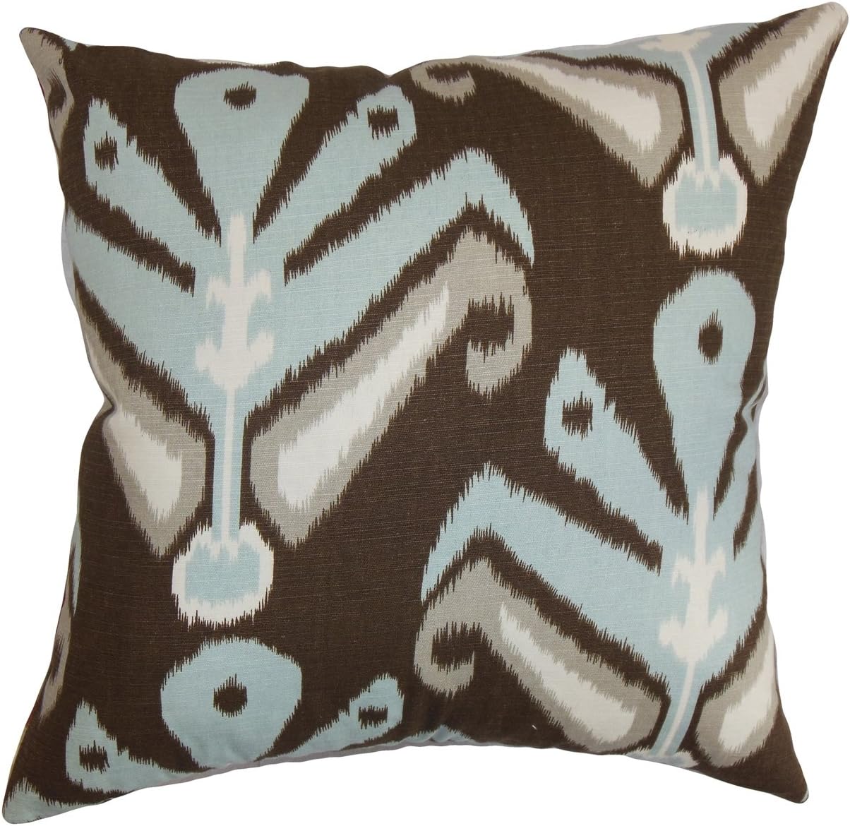 The Pillow Collection Sakon Ikat Pillow, Ikat Aqua Cocoa