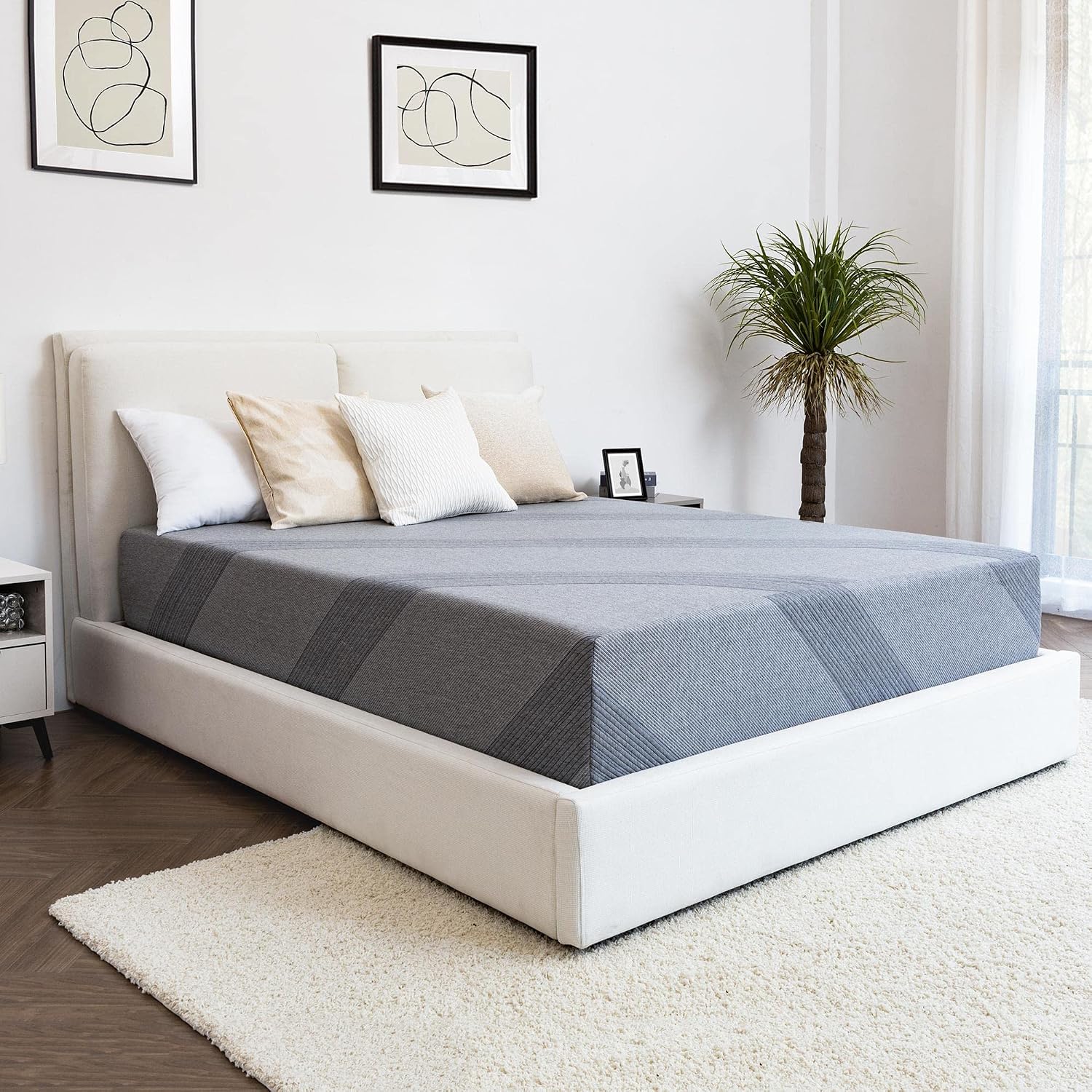 Watson & Whitely Hybrid Mattress Queen, 12” Queen Size Mattress with Cool Gel Memory Foam for Cool Sleep, Motion Isolating Individually Wrapped Coils, Medium Firm Mattresses, Grey