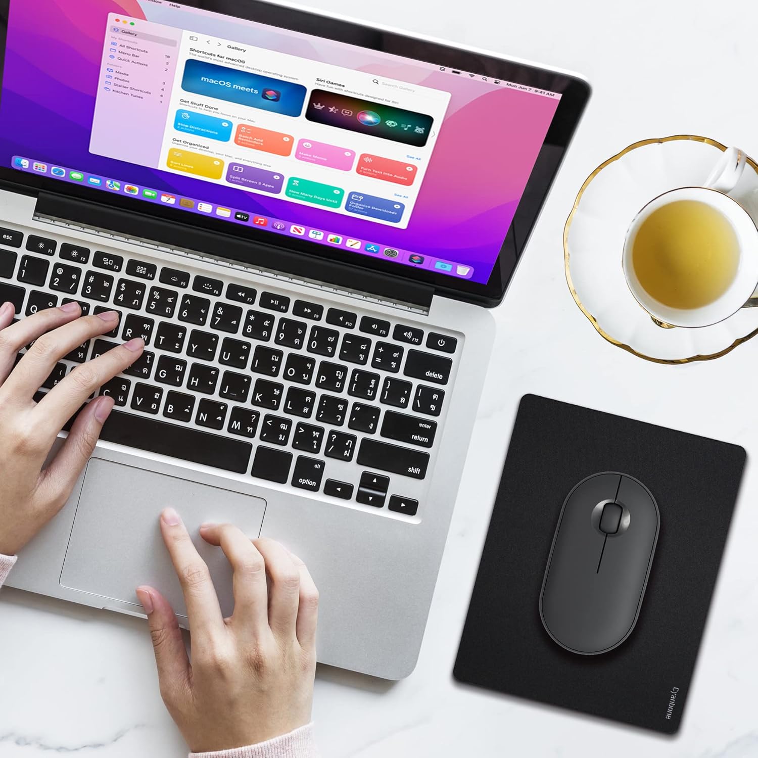 Mini Mouse Pad Small Size 4 Pack, Portable Mouse Pad for Laptop Waterproof, Cute Travel Mousepad Black with Non-Slip Rubber Base for Wireless Mouse - 5.5 x 7 Inch - Image 7