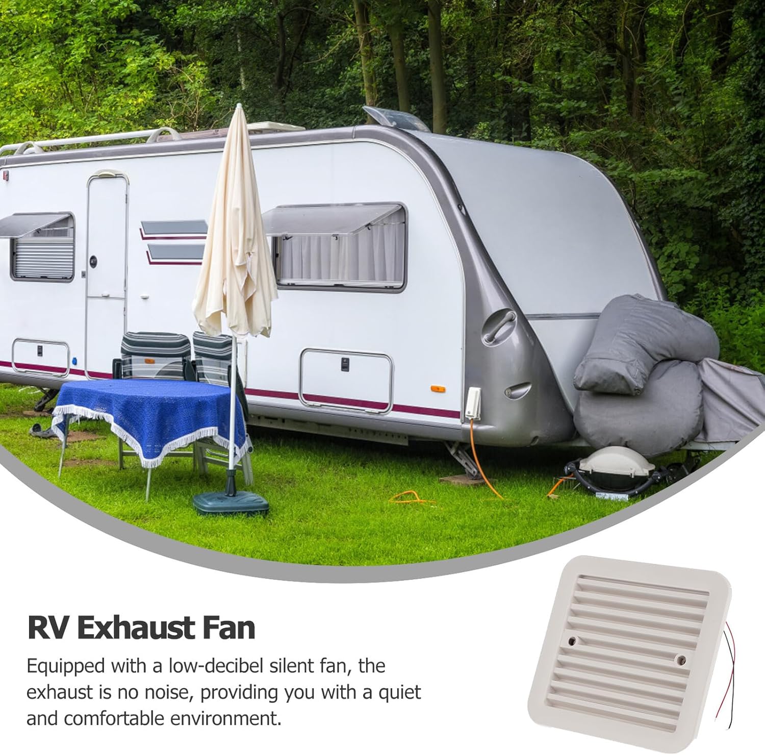 12v Side Exhaust Fan Rv Ventilation Cooling Fan for Camper Trailer Automotive Replacement White Silent