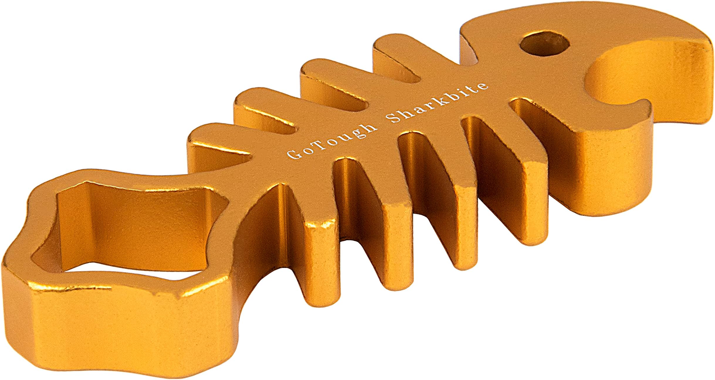 Fotodiox Pro GoTough Sharkbite - Gold Aluminum Metal GoTough Wrench for Tightening GoPro Mounting Knobs, Screws and Bolts; Shark Styled Wrench with Bottle Opener