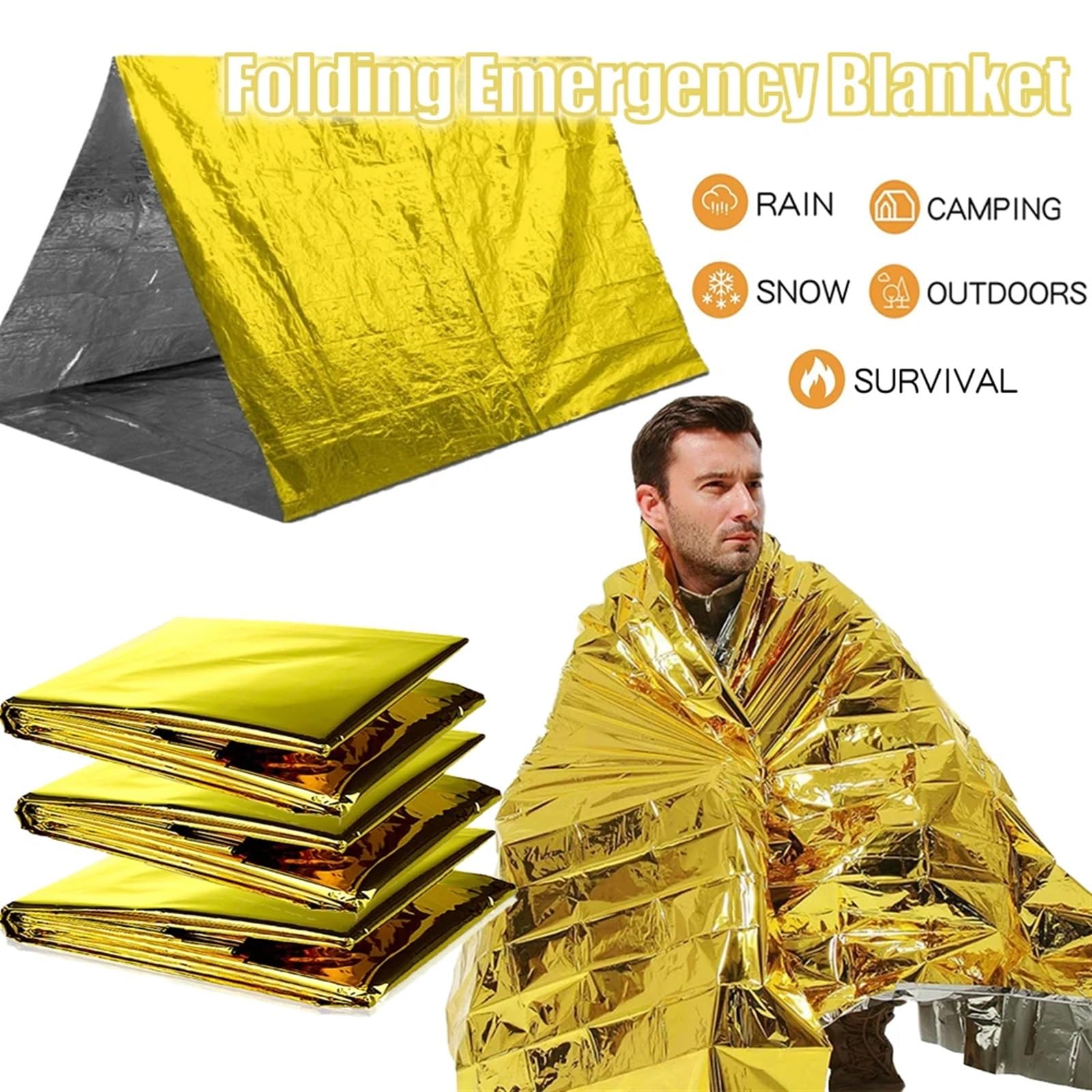 1/10PCS Notfall Decke Falten wasserdichte Aluminium Folie Wärmedämmung Decke Wildnis Rettungs Decke(GS-130-10PCS)