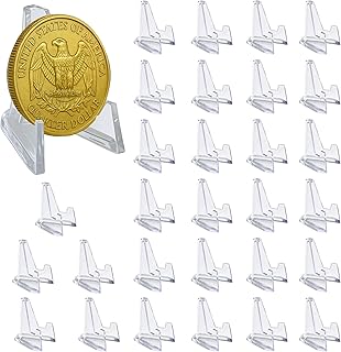 East Leaf メダルスタンド ディスプレイスタンド 透明 アクリル 缶バッジ コイン トレカ 小物 展示用スタンド 30個セット