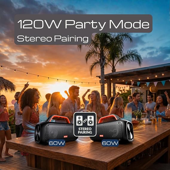 DOSS Extreme Boom Portable Bluetooth Speaker with 60W Mighty Sound-Orange