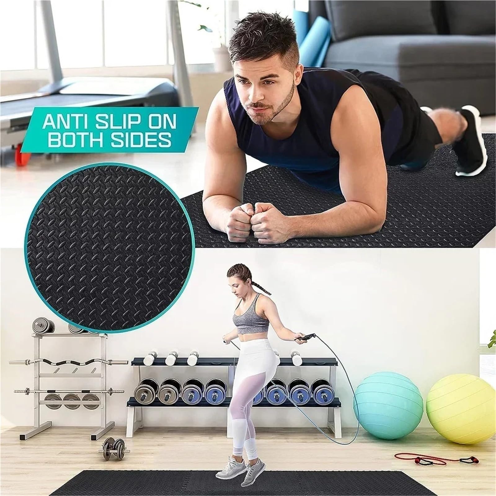 Tappeto Da Fitness A Puzzle Tappetini ad incastro EVA da 4 a 20 pezzi, piastrelle puzzle antiscivolo for l'esercizio quotidiano in palestra a casa