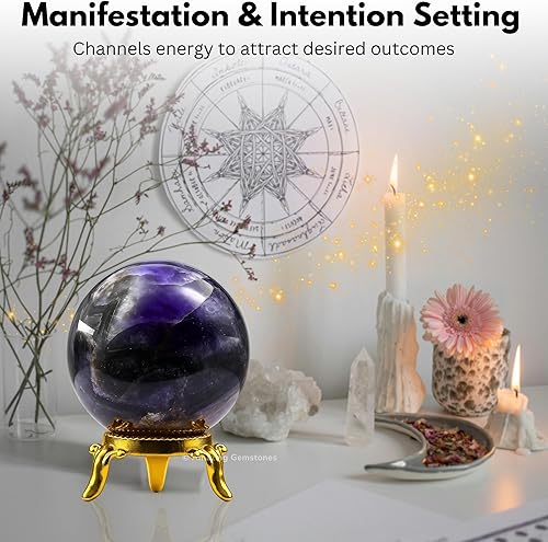 Vista 372 de Amazing Gemstone Black Tourmaline Crystal Ball with Stand - 2" Inches Crystal Sphere Meditation Balls for Witchcraft and Decorative Balls