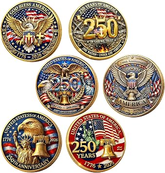 3PCS 1.57in Embossed Coins with Detailed Craftsmanship and Durable Metal Construction,250th Anniversary Coin, Limited Edition Commemorative Collection,Iron 250 Anniversary Coin for Display and Gifting