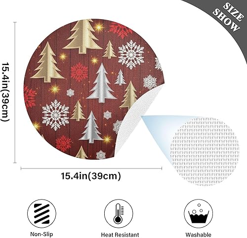 Miniatura 4 de Stylized Christmas Trees Table Place Mats, Non Slip Table Mats Round Washable for Kitchen Table one sizex1