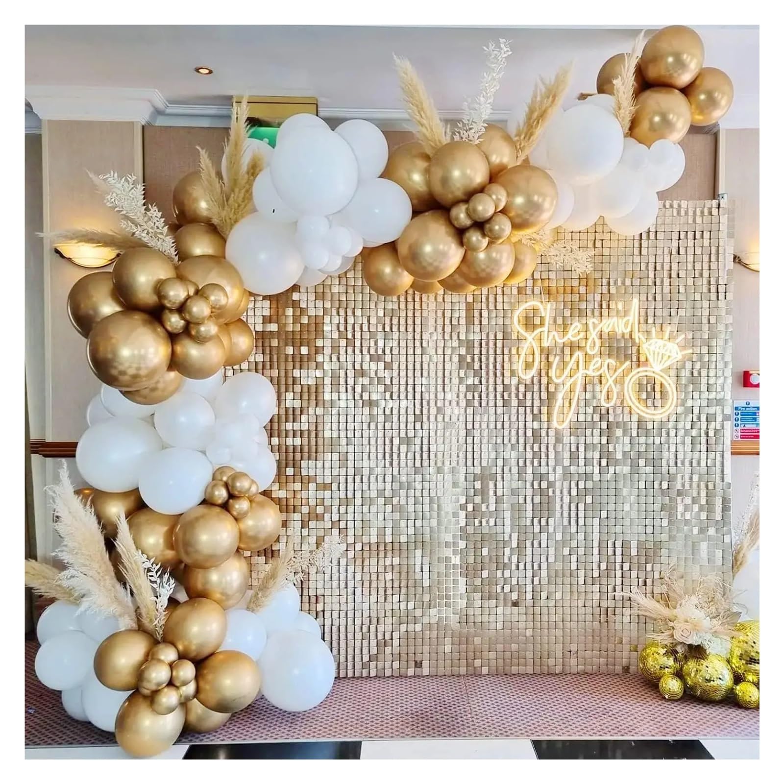117 Piezas Kit De Guirnaldas Globos Fiesta Confeti Dorado Metálico Blanco Mate for Bodas Cumpleaños Aniversario Ceremonia Graduación Celebración Suministros Decoración Para Fiesta
