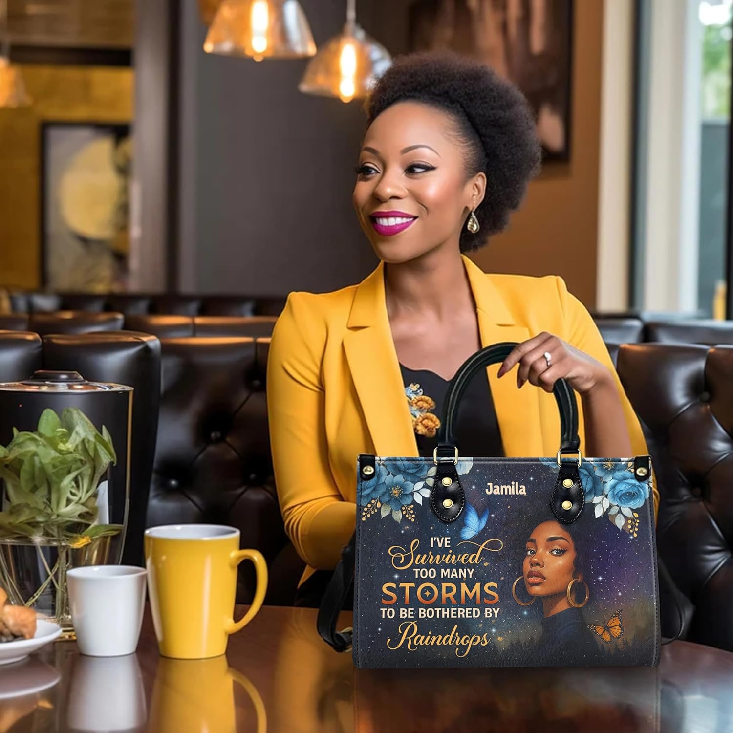 Personalized Black American Handbag, Custom Name Leather Purse for African American Women, Mother's Day Gift for Black Women