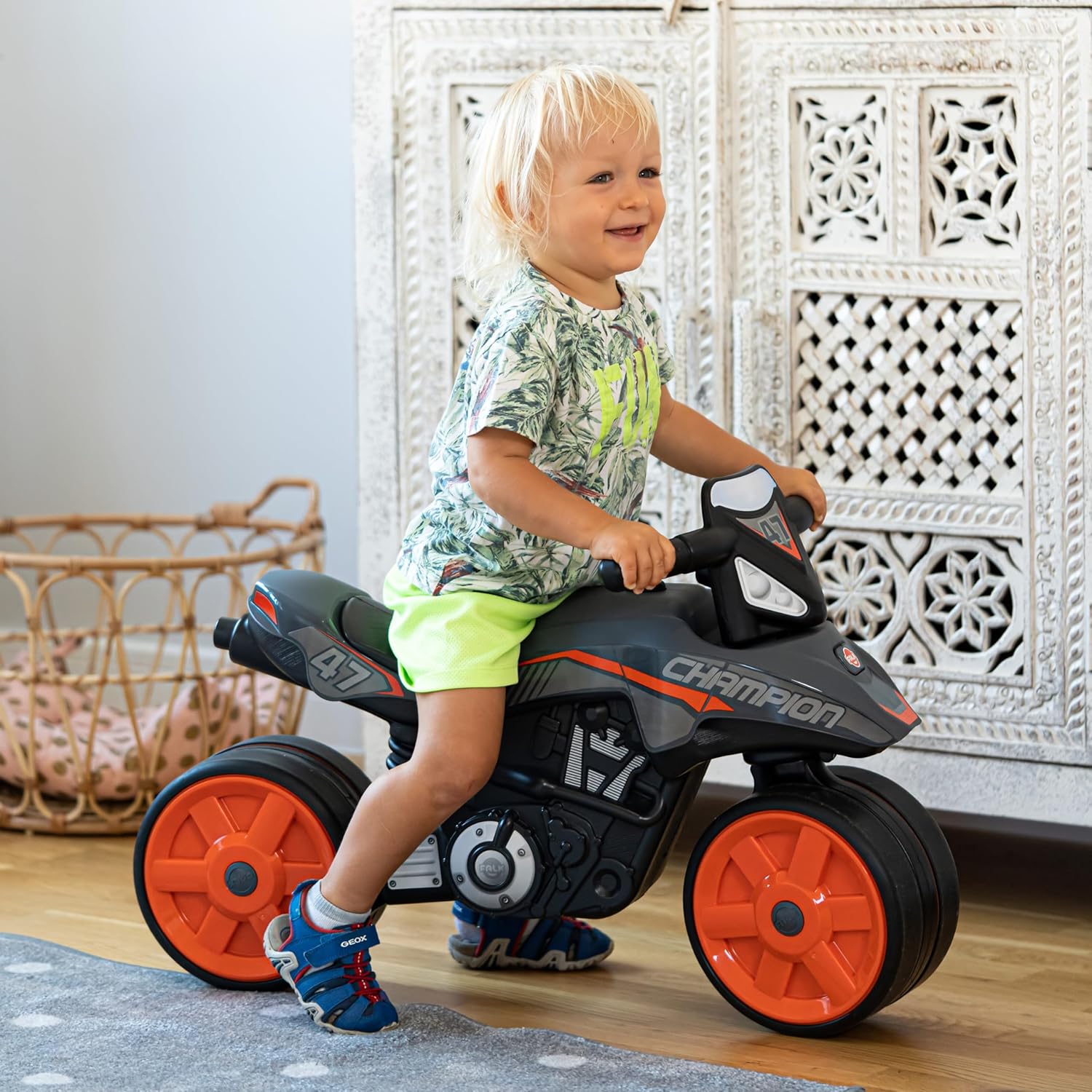 FALK - Moto Street Champion Balance Bike - Grey - Silent Wheels - Ages 2+ - 40% Recycled Plastic - Made in France - 541S