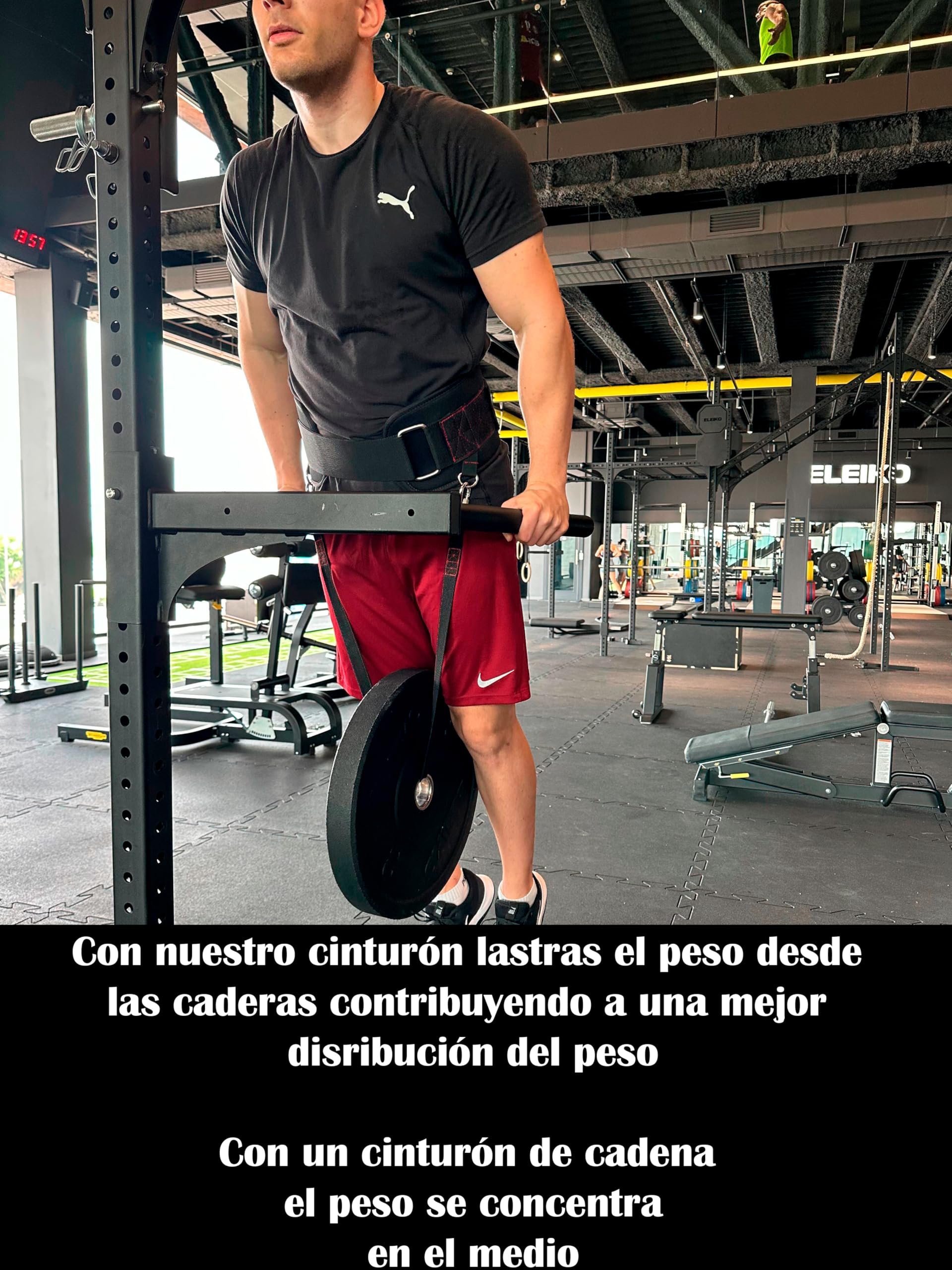 Cinturon Lastre Dominadas con 1 Cuerda de 100 cm y 2 Mosquetones Talla Unica | Cinturon de Lastre Gimnasio va Acolchado y Aguanta 250Kg