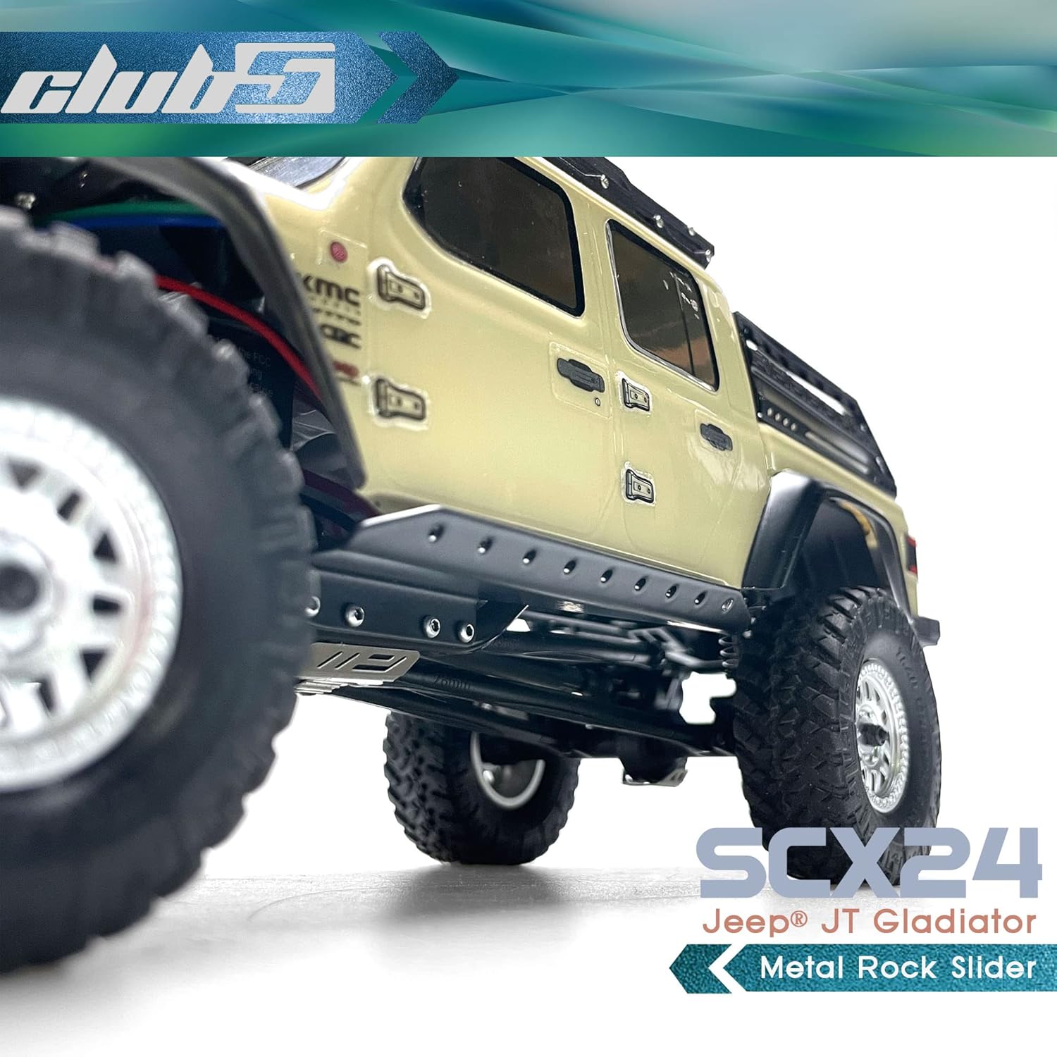Club 5 Racing Metal Rock Slider for Axial SCX24 Jeep Gladiator JT