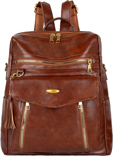 LATIQ MART PU Leather Anti-theft Women Backpack – Lightweight Water-Resistant Casual Ladies Travel Backpack with Multi-Poc...