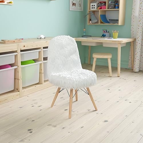 Miniatura 5 de Flash Furniture Silla de acento blanca para niños Shaggy Dog