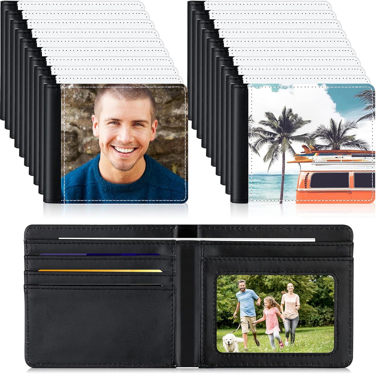 Sanwuta 20 Pieces Sublimation Wallets Blanks for Men Employee Appreciation Thank You Gifts Heat Transfer Sublimation Wallet Bulk for Father's Day Office Travel Supplies