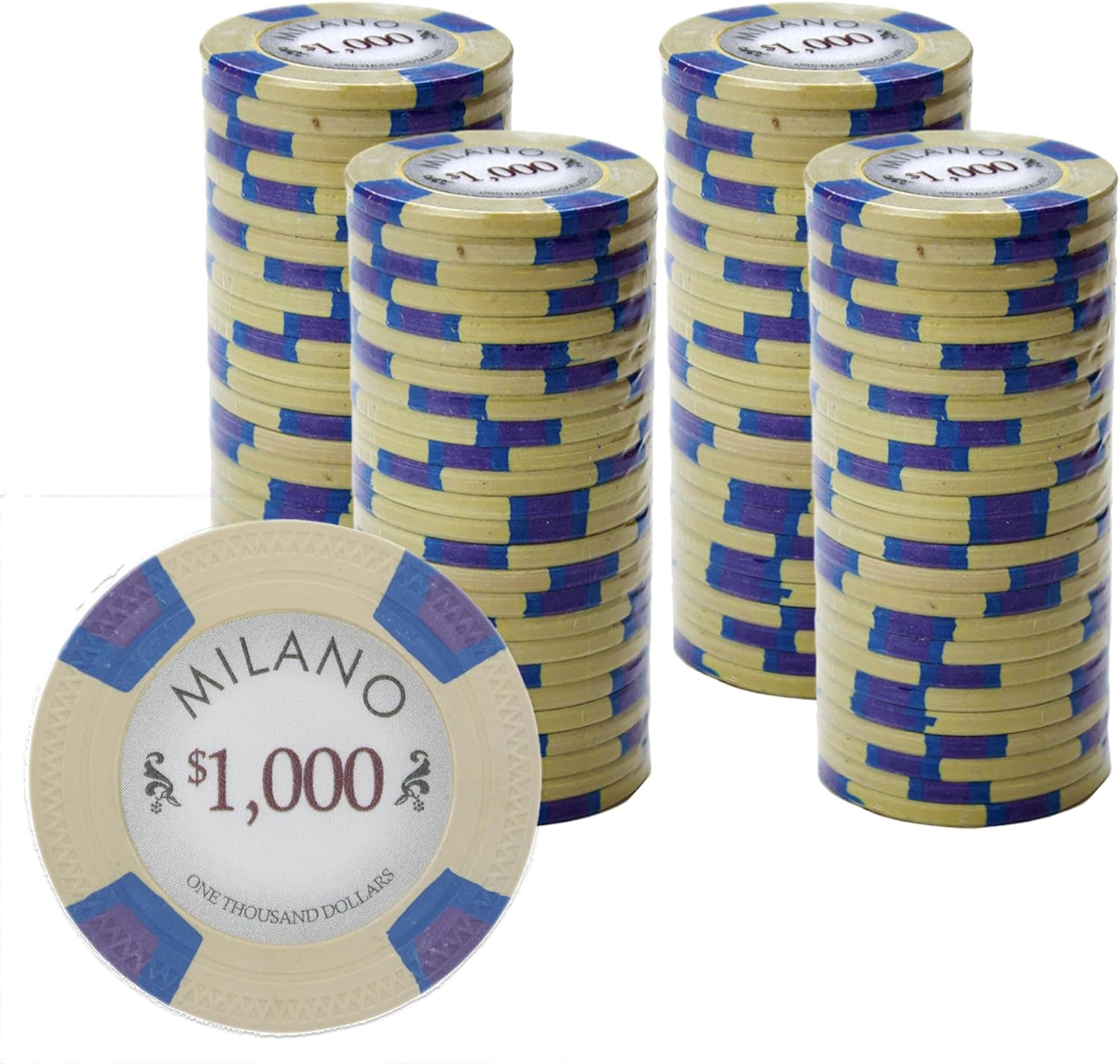 Milano 10-gram Casino Clay Poker Chips (100-pack) - Real Clay, Vintage Casino Look