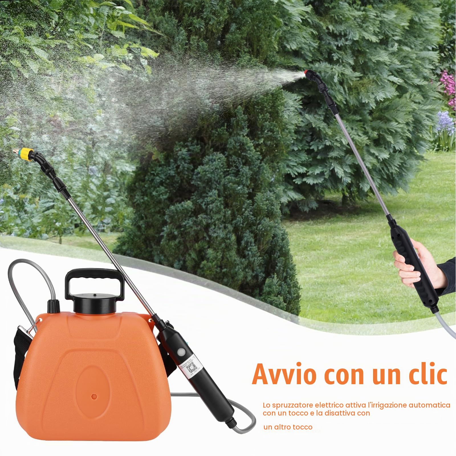 Pompa Irroratrice a Batteria da 8L Spruzzatore Elettrico 3 ugelli per nebbia, Spruzzatore Portatile USB ricaricabile per piante da giardino, spruzzatore da giardino con tracolla regolabile