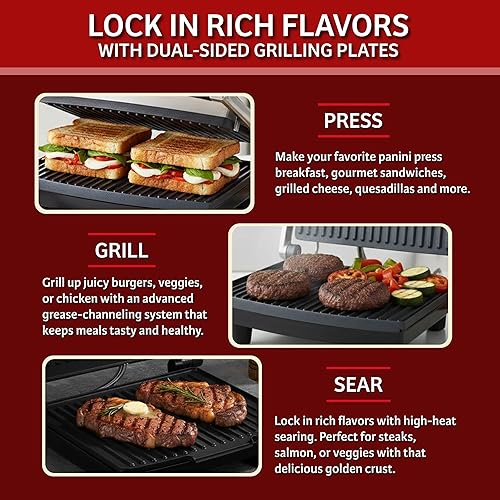 Miniatura 3 de Chef Buddy Panini Press Gourmet Sandwichera para una cocina saludable - Parrilla interior con bandeja de goteo de Classic Cuisine (plateado), otro