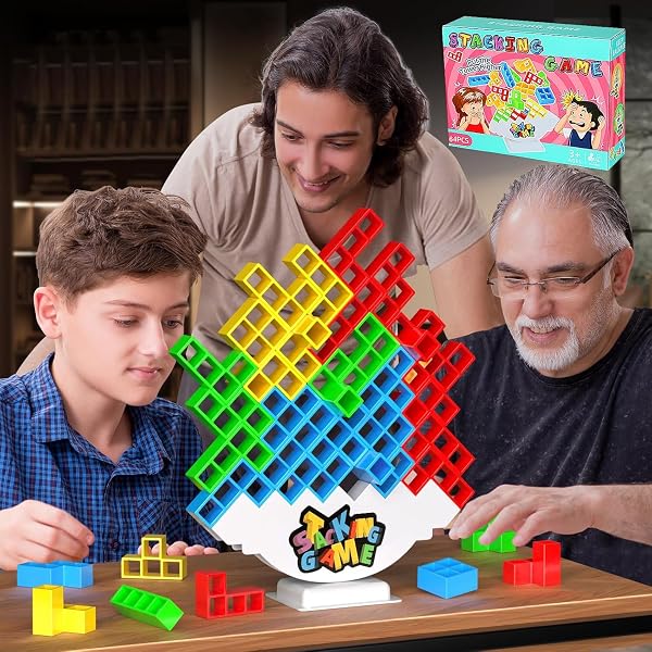 DUHLnote 64PCS Tetra Board Tower Game for Family