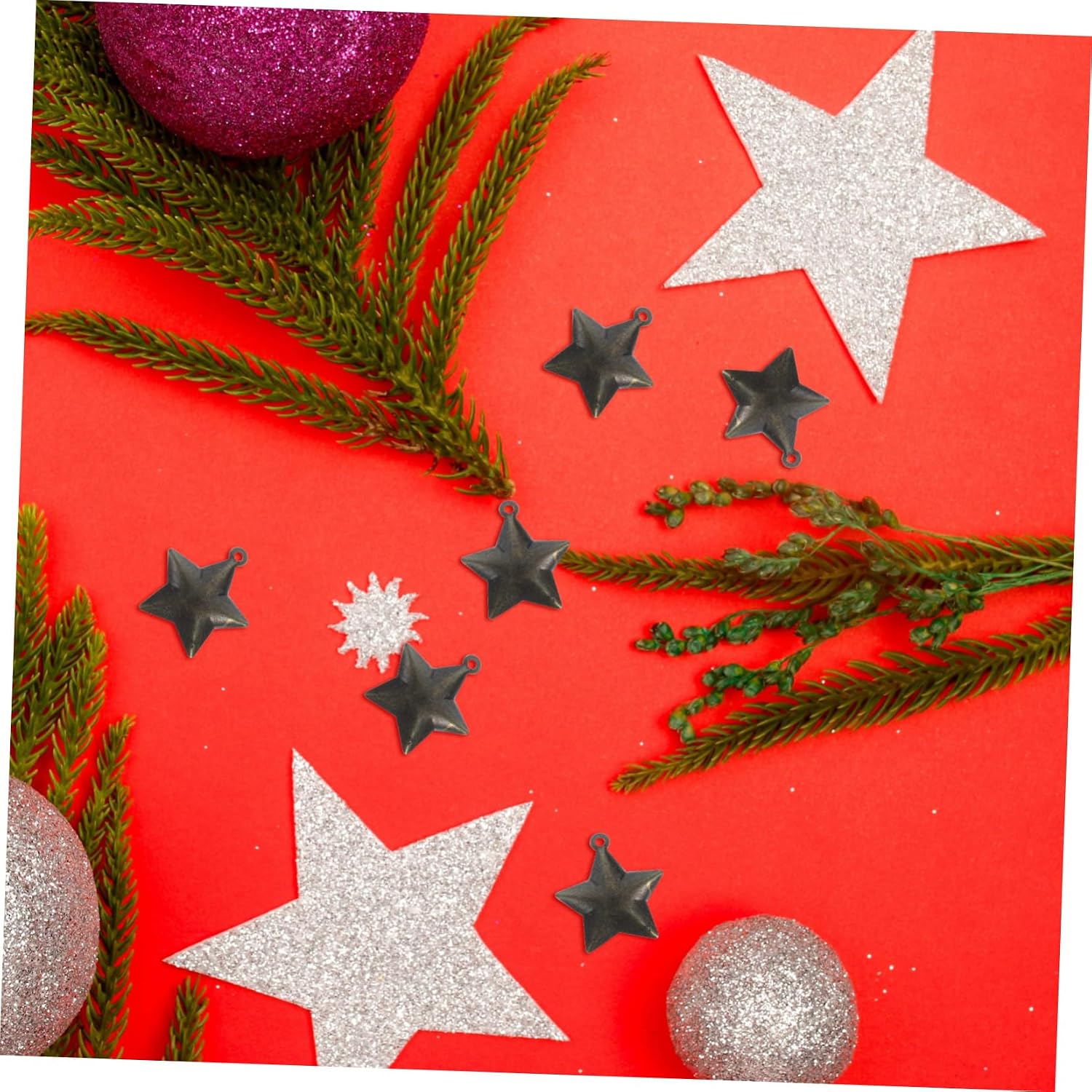 Gadpiparty 10pcs Rusty Metal Bells: Small Decorative Star Vintage Jingle Bells - for Holiday Wreaths Holiday Home Party Decorations DIY Craft Festive Decor