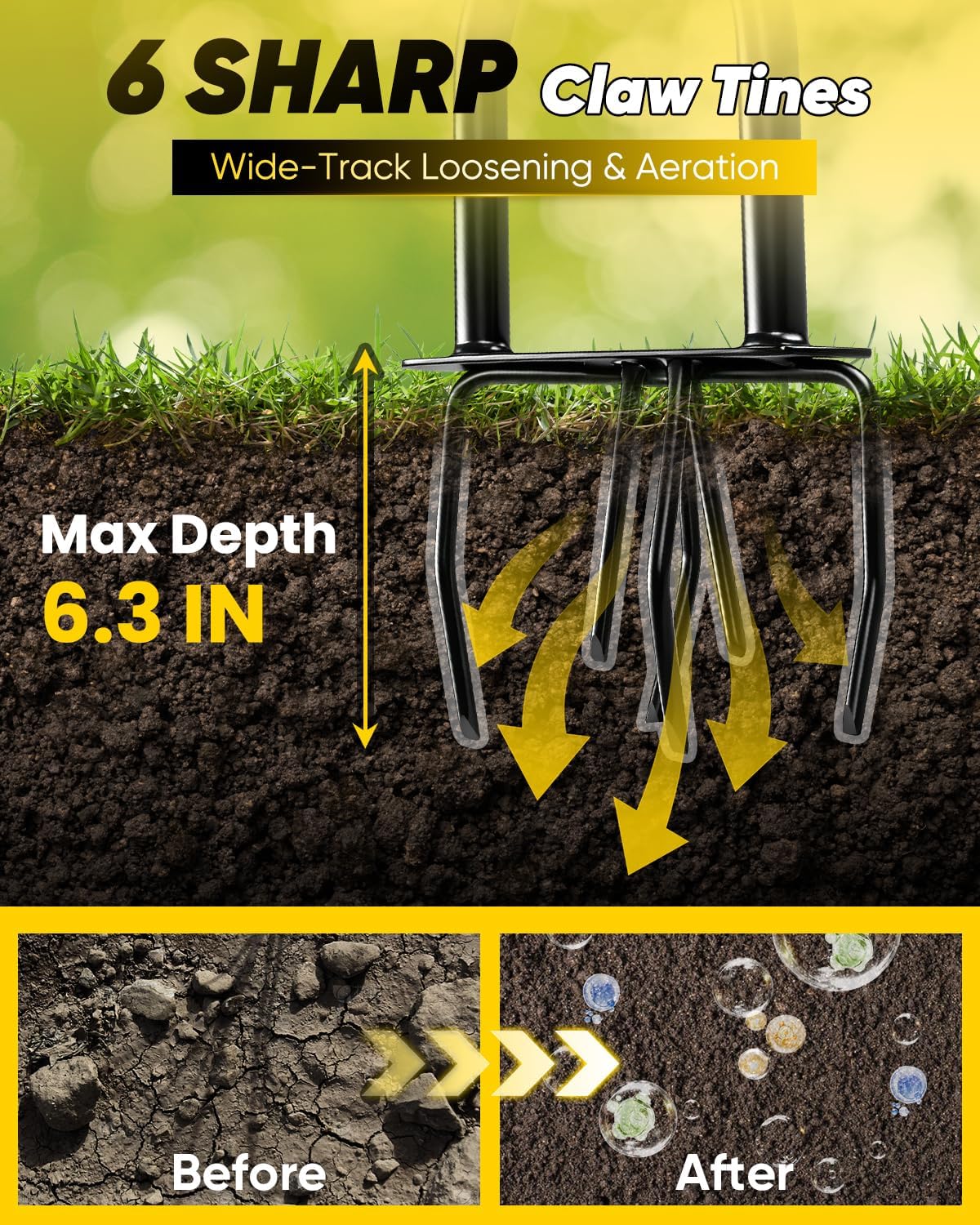 Condition photo showing New/Like New for saker hand tiller garden tool – manual twist cultivator for gardening with foot plate, steel garden claw & 32-inch long handle, heavy-duty soil loosener for raised beds, planting boxes & lawn care