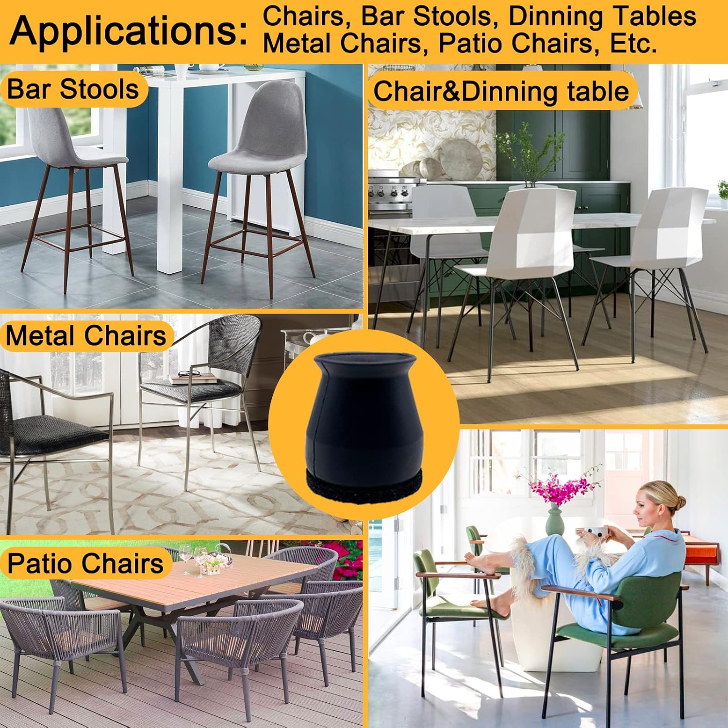 Small Fit 15/16”to 1 7/32”Chair Leg Caps Floor Protectors Furniture Leg Feet Protective Cover, Chair Leg Protectors for Hardwood Floors, Silicone Furniture Pads with Felt, Slide No Scratches No Noise