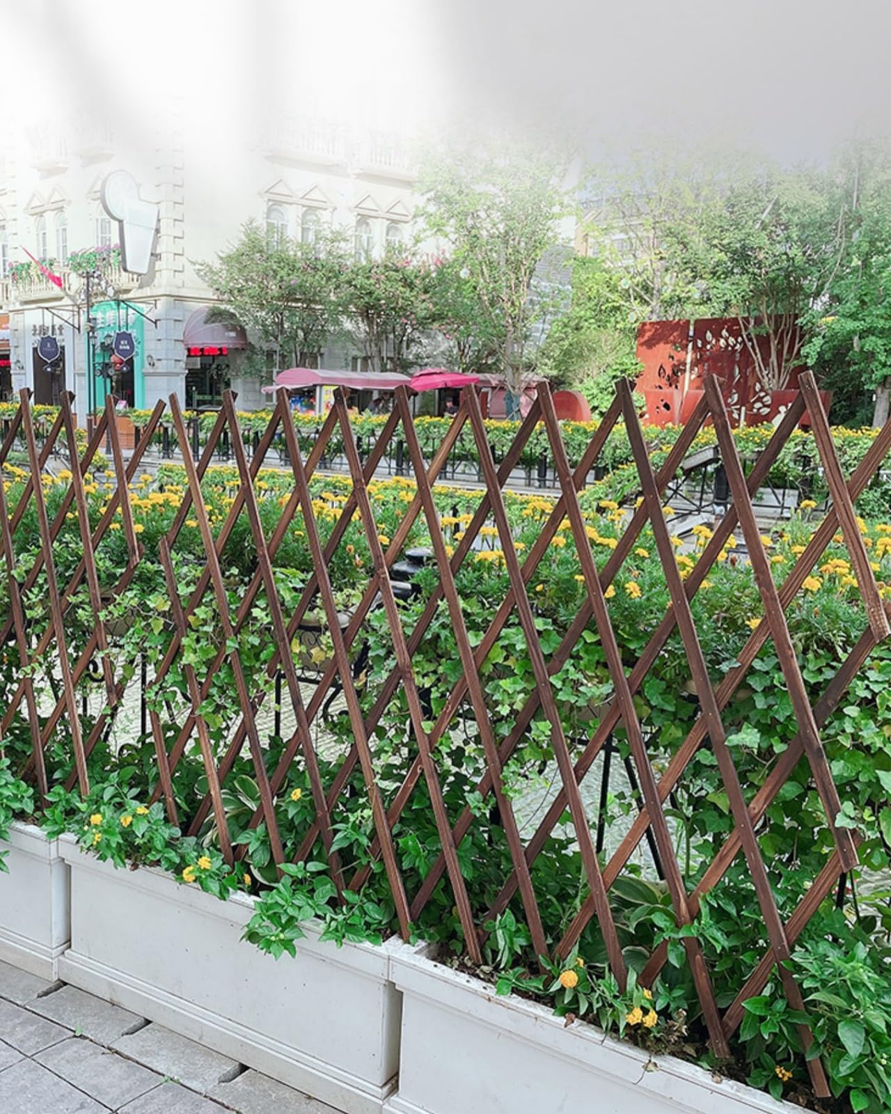 Enrejado De Madera Expandible 44cm X 23cm ~ 300cm X 120cm Valla De Celosía De Jardín Remachados, Estructura De Soporte De Enredaderas De Frutas Y Verduras Para Terraza, Decoración De Paredes(H150)